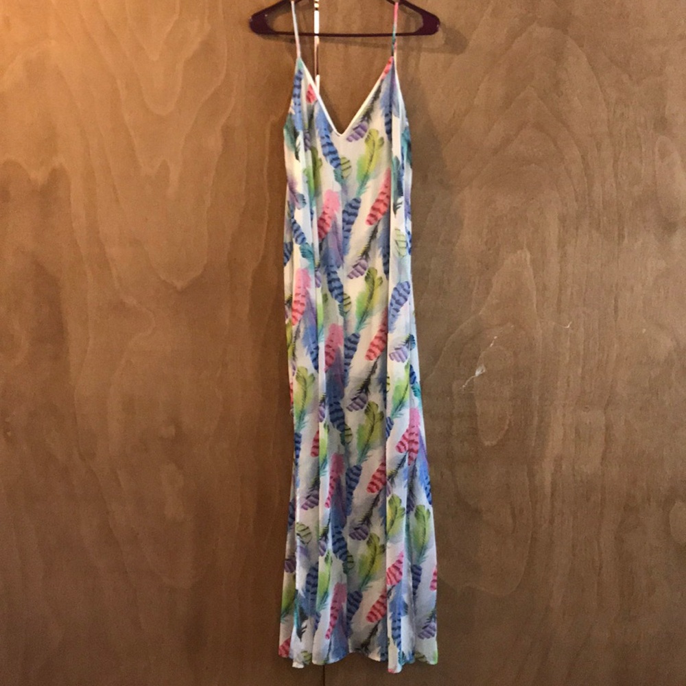Feather Print Maxi Dress